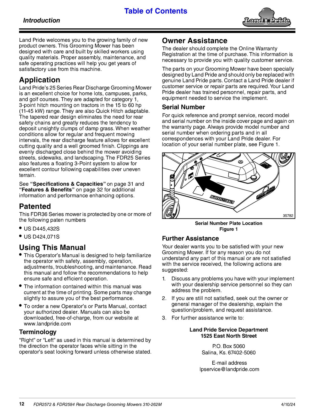 LAND PRIDE FDR2572 FDR2584 Grooming Mowers Operators Manual 2024 - WIRE BOUND