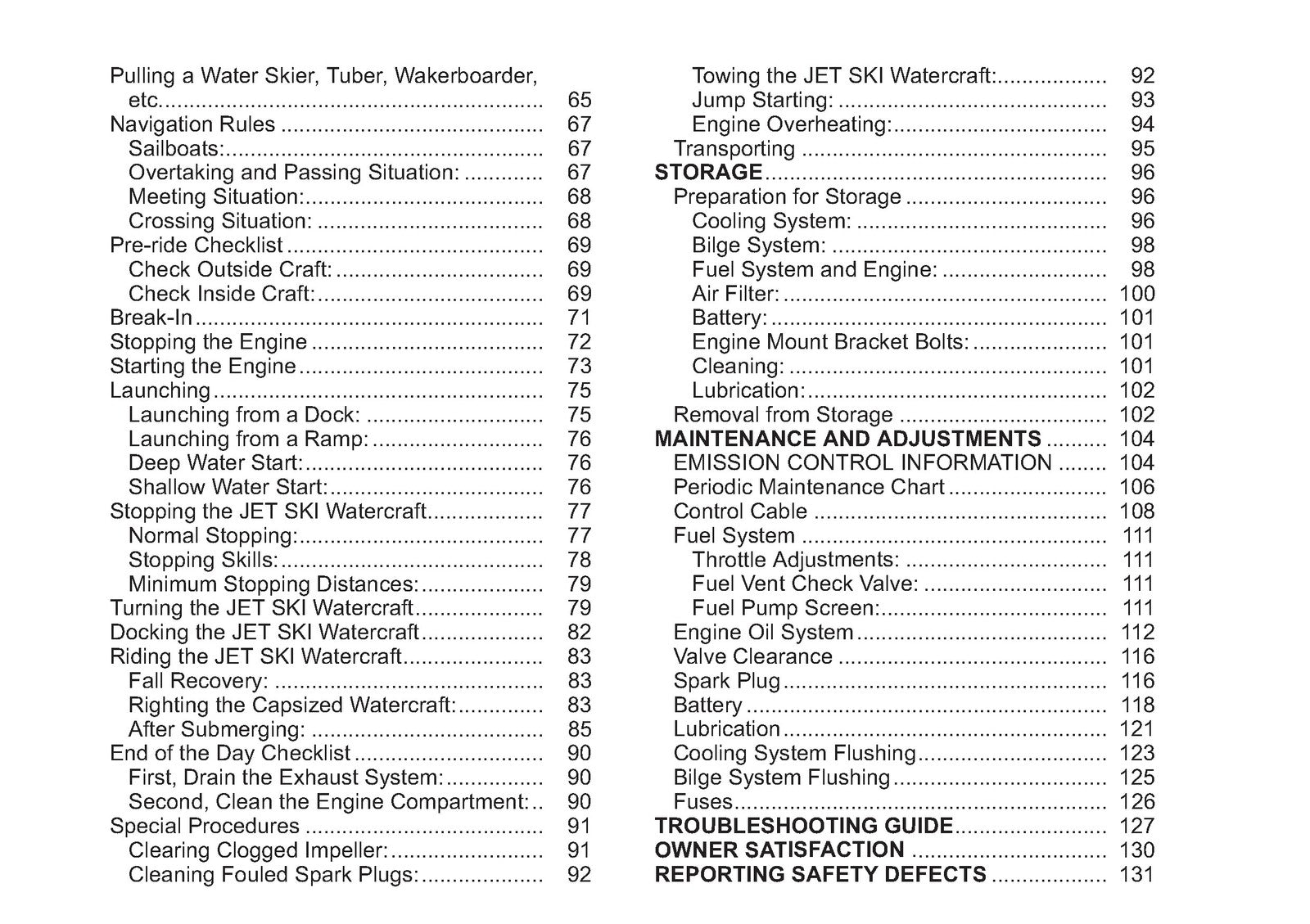 KAWASAKI JET SKI STX Owners Manual 2009 - STEEL WIRE BOUND - PROTECTIVE COVERS