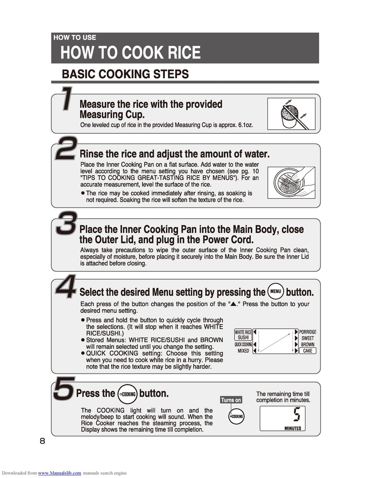 ZOJIRUSHI NS-TGC10 18 Micom Rice Cooker Operating Instructions Manual - BOUND