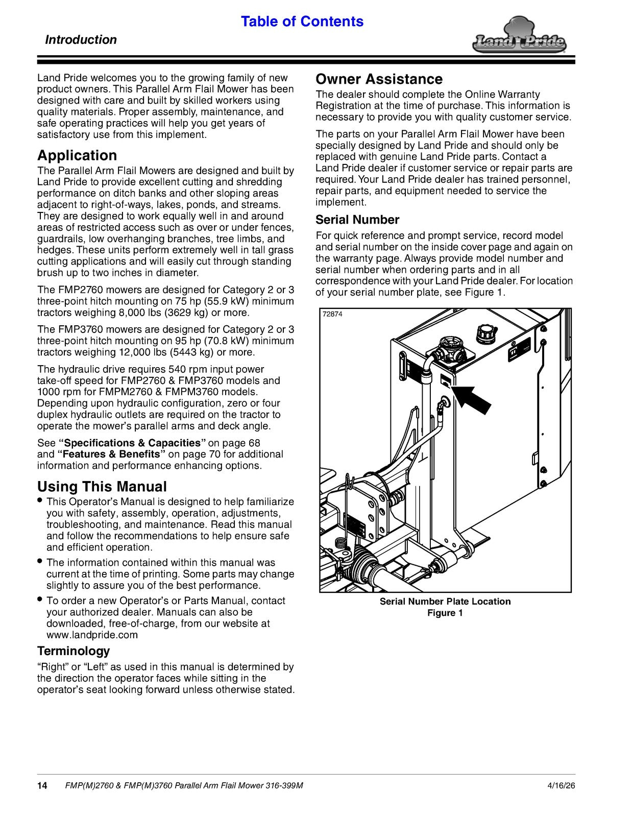 LAND PRIDE FMP27 FMP37 Series Flail Mowers Operators Manual - WIRE BOUND