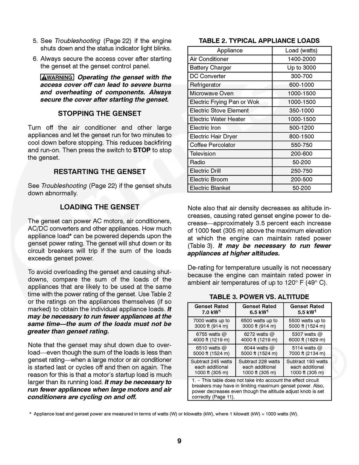 ONAN HGJAA HGJAB HGJAC RV Genset Operator Manual 2009 - WIRE BOUND - COVERS