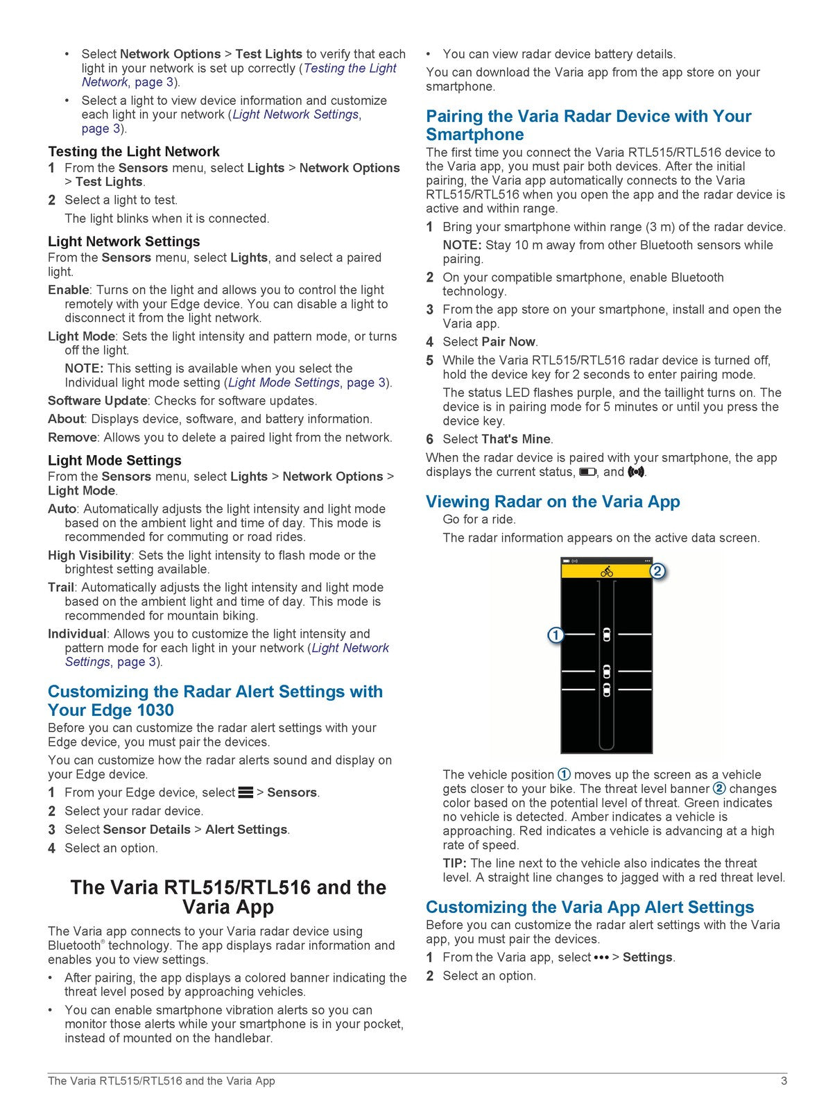 GARMIN Varia RTL515 RTL516 Rearview Radar Owners Manual 2020 - WIRE BOUND