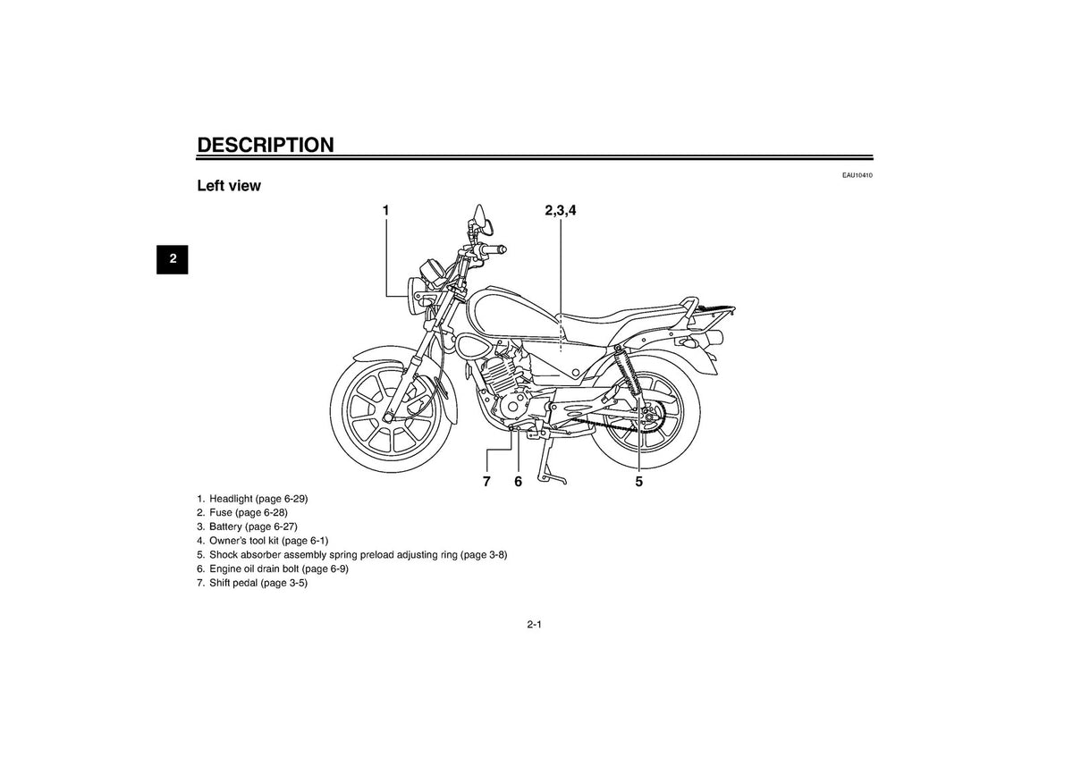 YAMAHA YBR125 Owners Manual 2008 - STEEL WIRE BOUND - PROTECTIVE COVERS