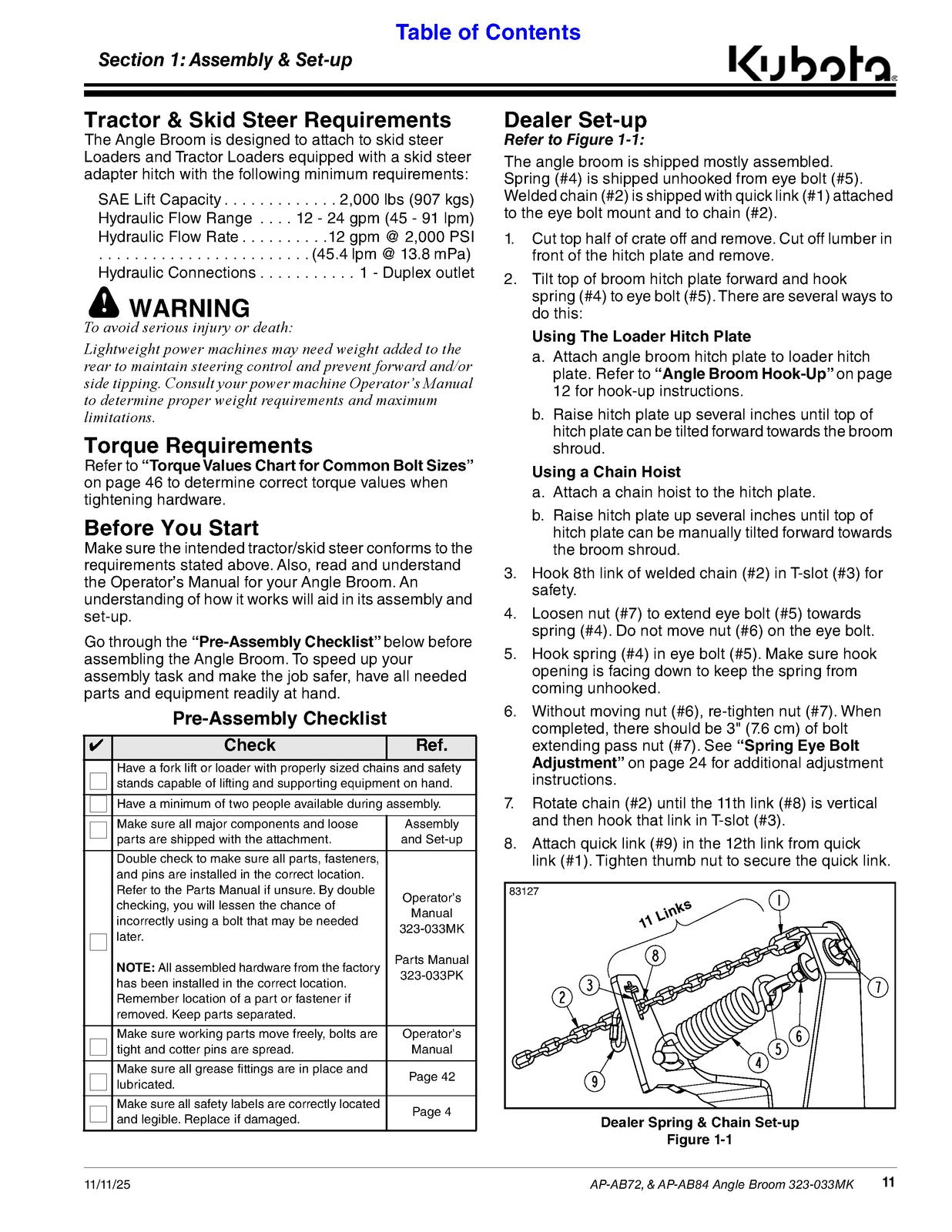 LAND PRIDE AB Series Angle Brooms Operators Manual - WIRE BOUND - TOUGH COVERS