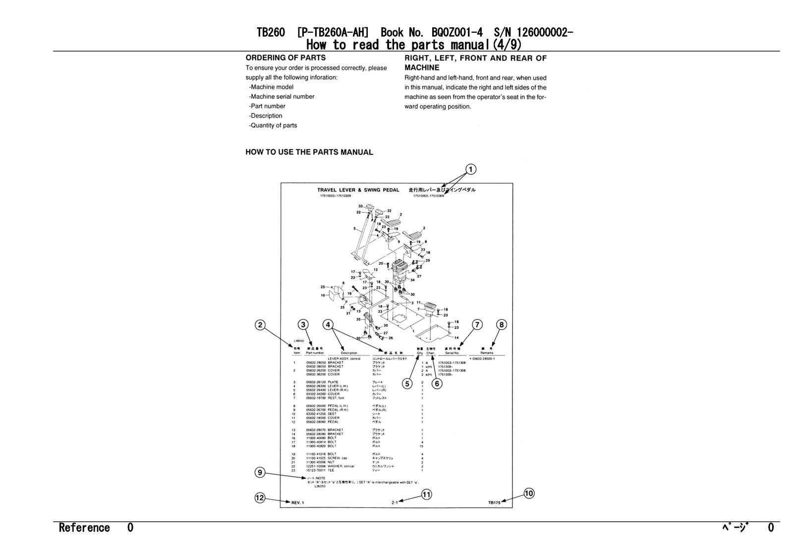 TAKEUCHI TB260 Hydraulic Excavator Parts Manual SN 126000002 Up - WIRE BOUND