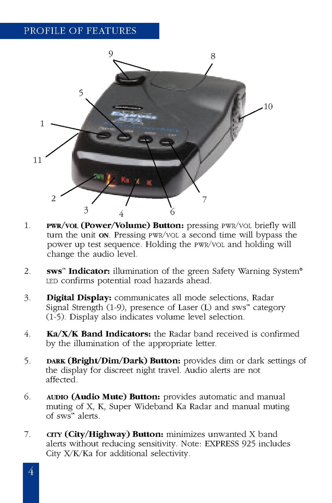 BELTRONICS Express 925 Radar Laser Detector Owners Manual 2004 - WIRE BOUND