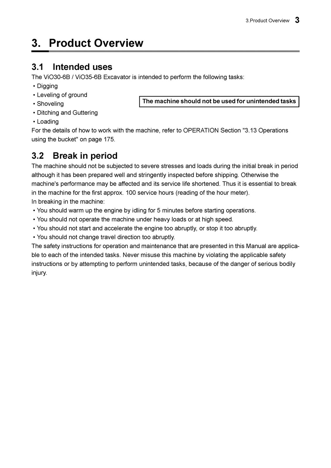 YANMAR ViO30-6B ViO35-6B Excavator Operation  Maintenance Manual - WIRE BOUND