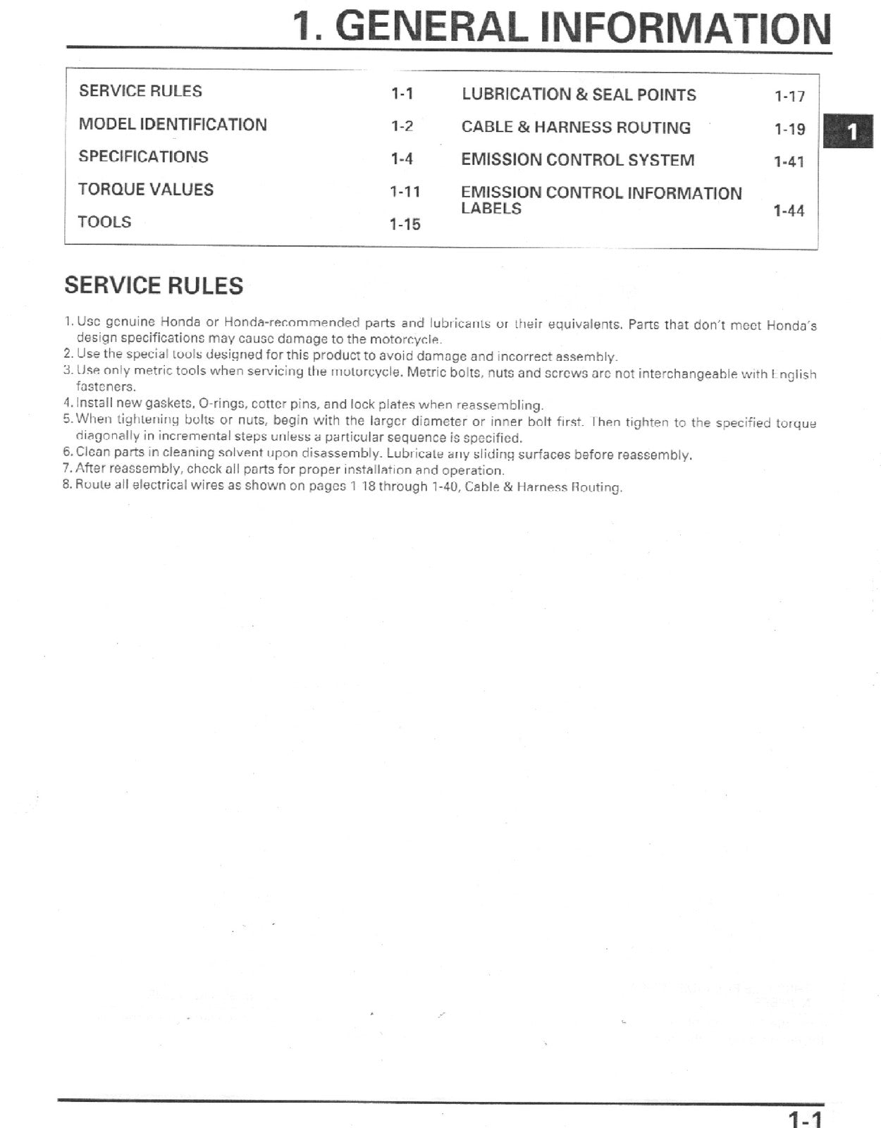 HONDA RC51 VTR1000SP Motorcycle Service Manual 2000-2002, FOLDOUTS