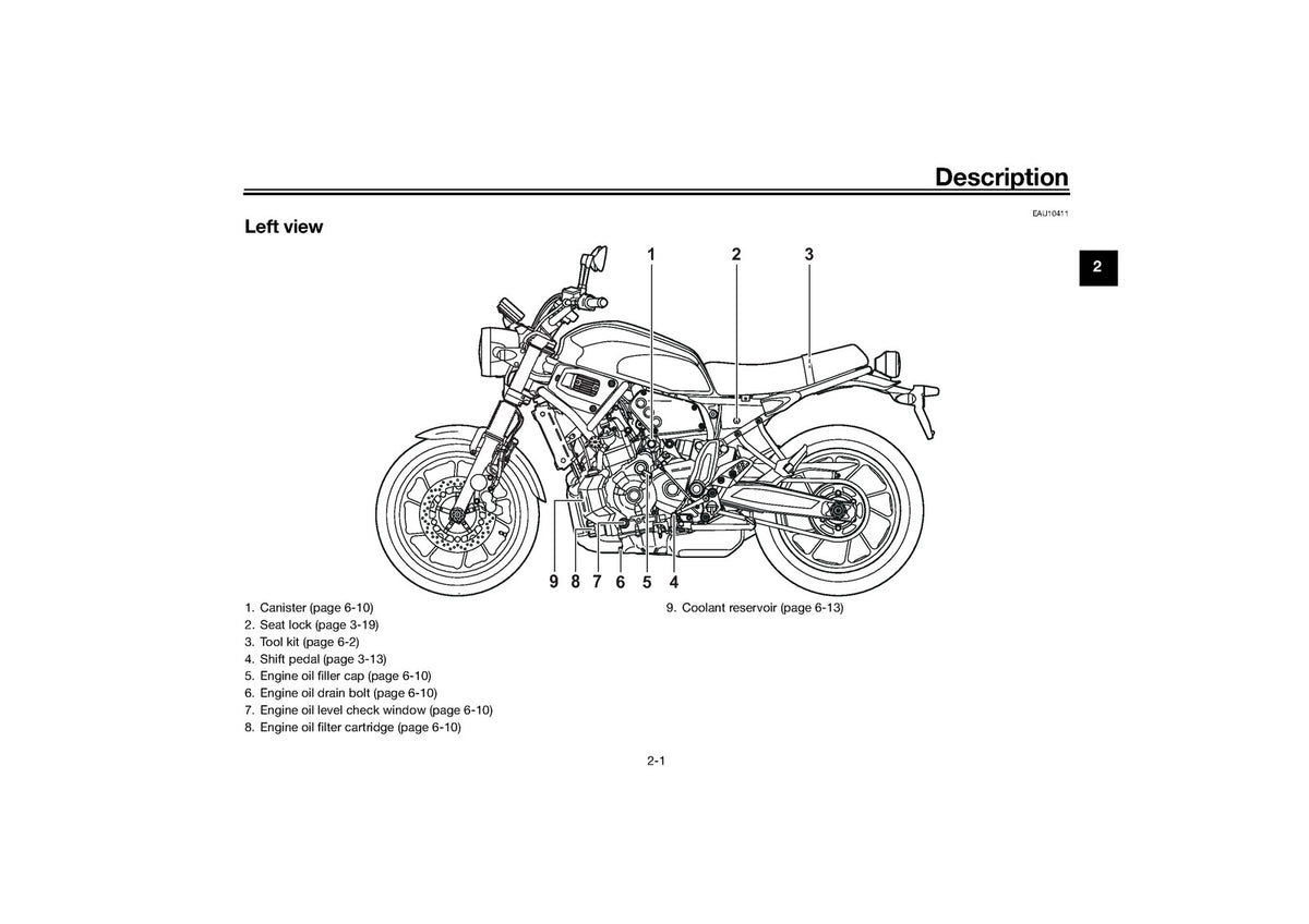 YAMAHA XSR700 XTribute Owners Manual 2021 - STEEL WIRE BOUND - PROTECTIVE COVERS