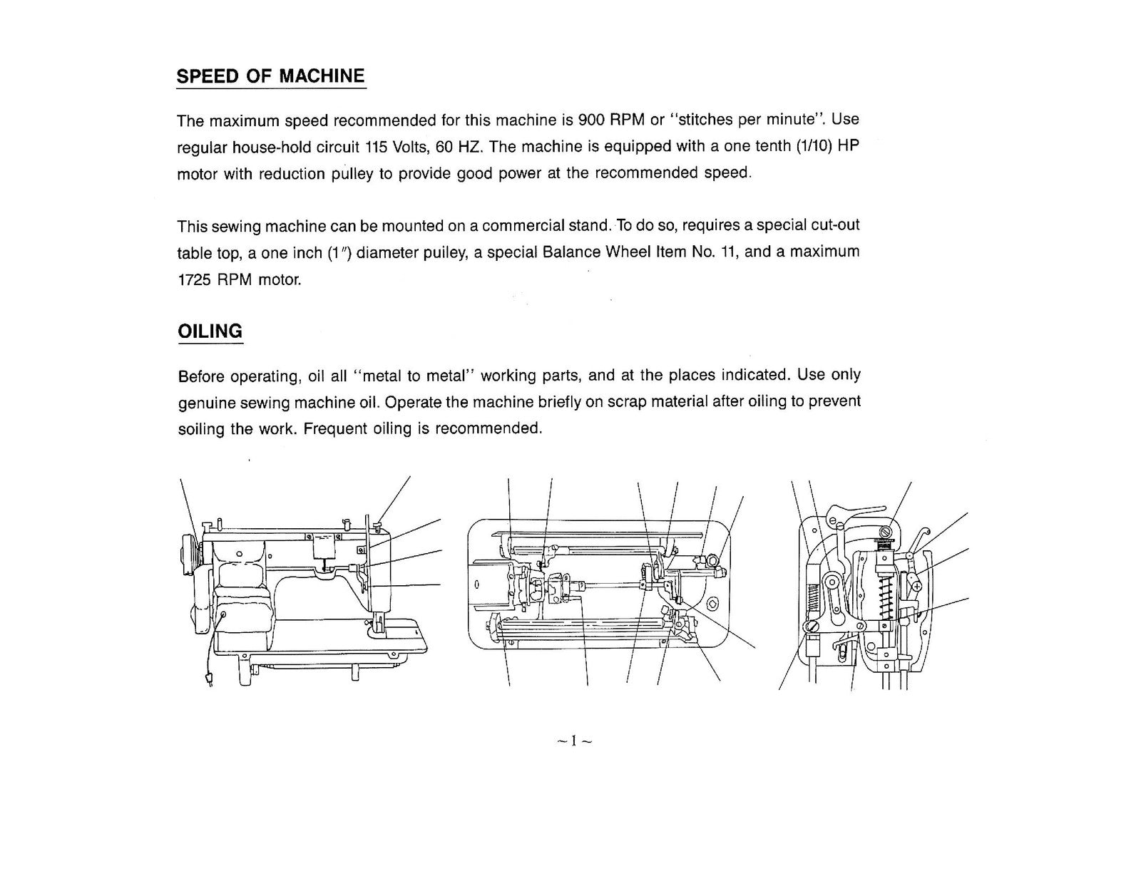 THOMPSON PW-301 Walking Foot Sewing Machine User Manual - WIRE BOUND - COVERS