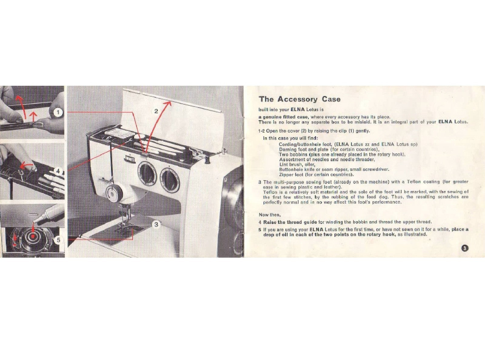 ELNA Lotus Sewing Machine Instruction Manual - STEEL WIRE BOUND - TOUGH COVERS
