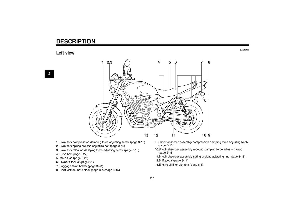YAMAHA XJR1300 Owners Manual 2007 - STEEL WIRE BOUND - PROTECTIVE COVERS