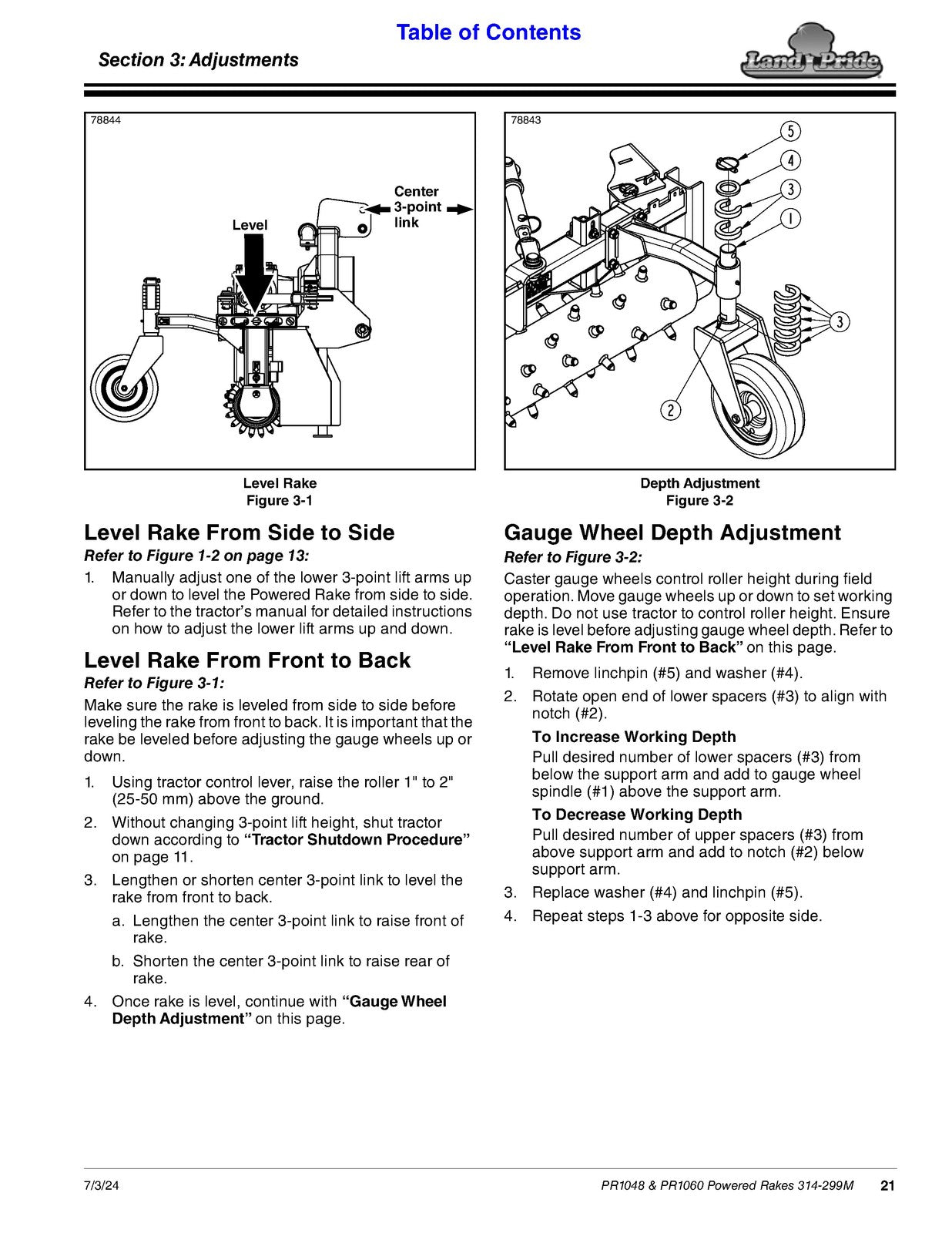 LAND PRIDE PR10 Series Powered Rake Operators Manual - WIRE BOUND - TOUGH COVERS