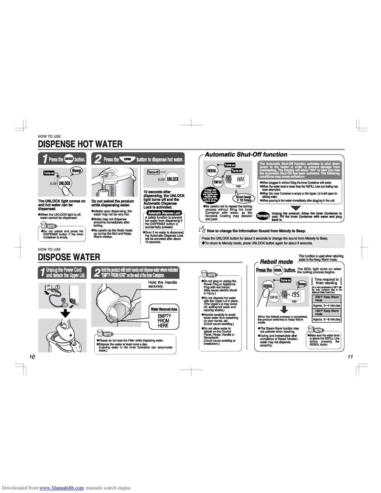 ZOJIRUSHI CD-WBC30 40 Micom Water Boiler Operating Instructions Manual - BOUND