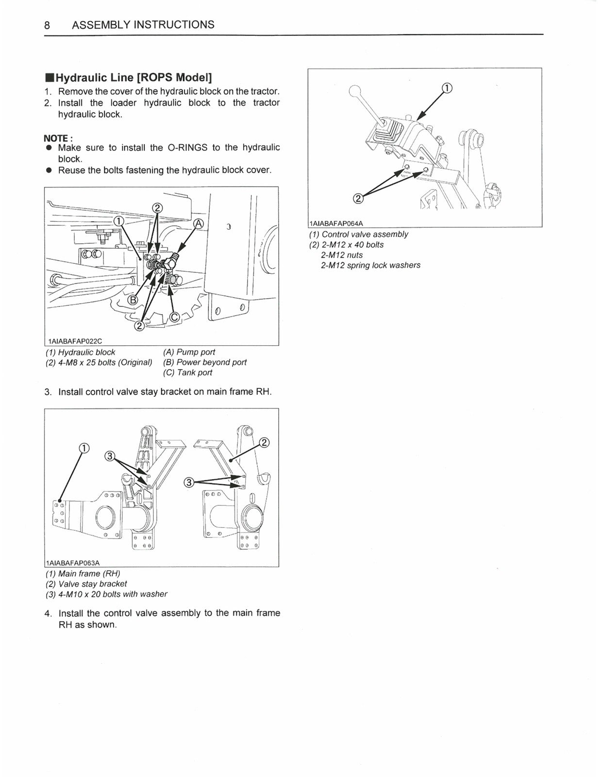 KUBOTA LA1065A Front Loader Assembly Parts & Operators Manual BUNDLE