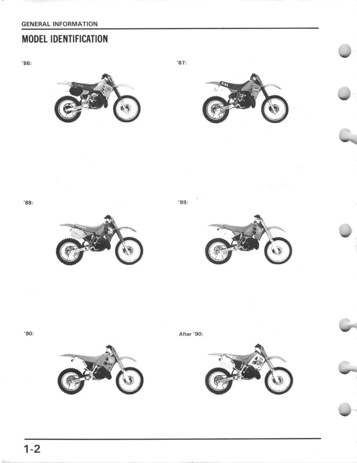 HONDA CR250R Motorcycle Service Manual 1986-1991 - WIRE BOUND - TOUGH COVERS