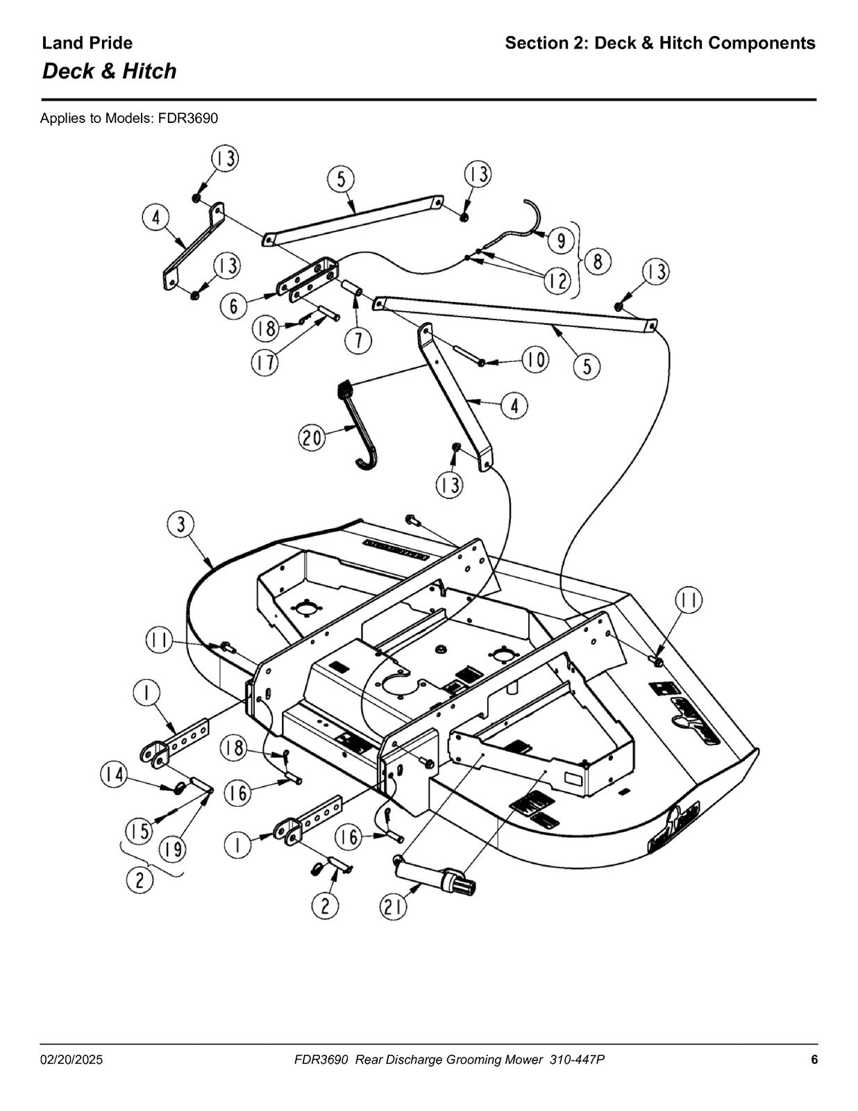 LAND PRIDE FDR36 Series Grooming Mowers Parts Manual 2025 - WIRE BOUND - COVERS