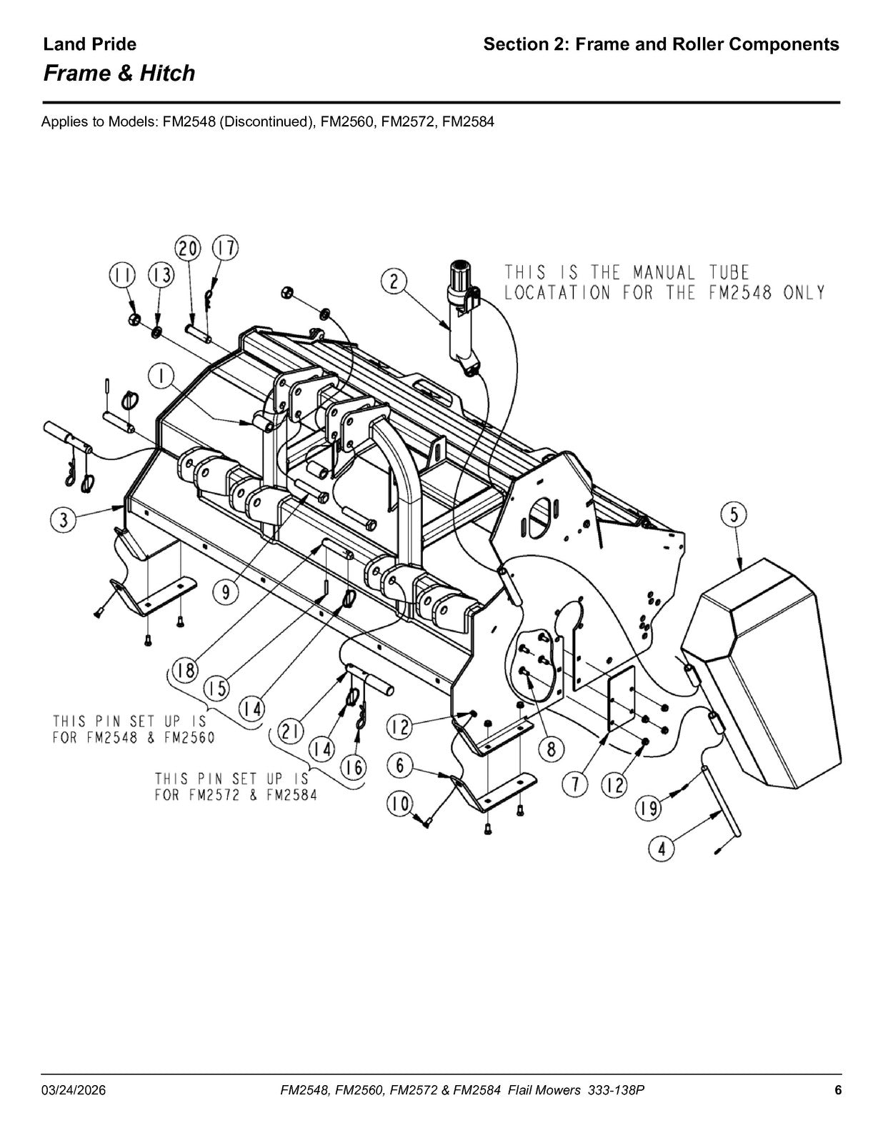 LAND PRIDE FM25 Series Flail Mowers Parts Manual 2026 - WIRE BOUND - COVERS