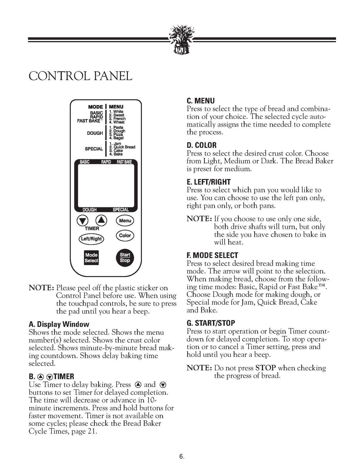 BREADMAN TR2828 TR2828G Automatic Bread Maker Instruction Manual - WIRE BOUND