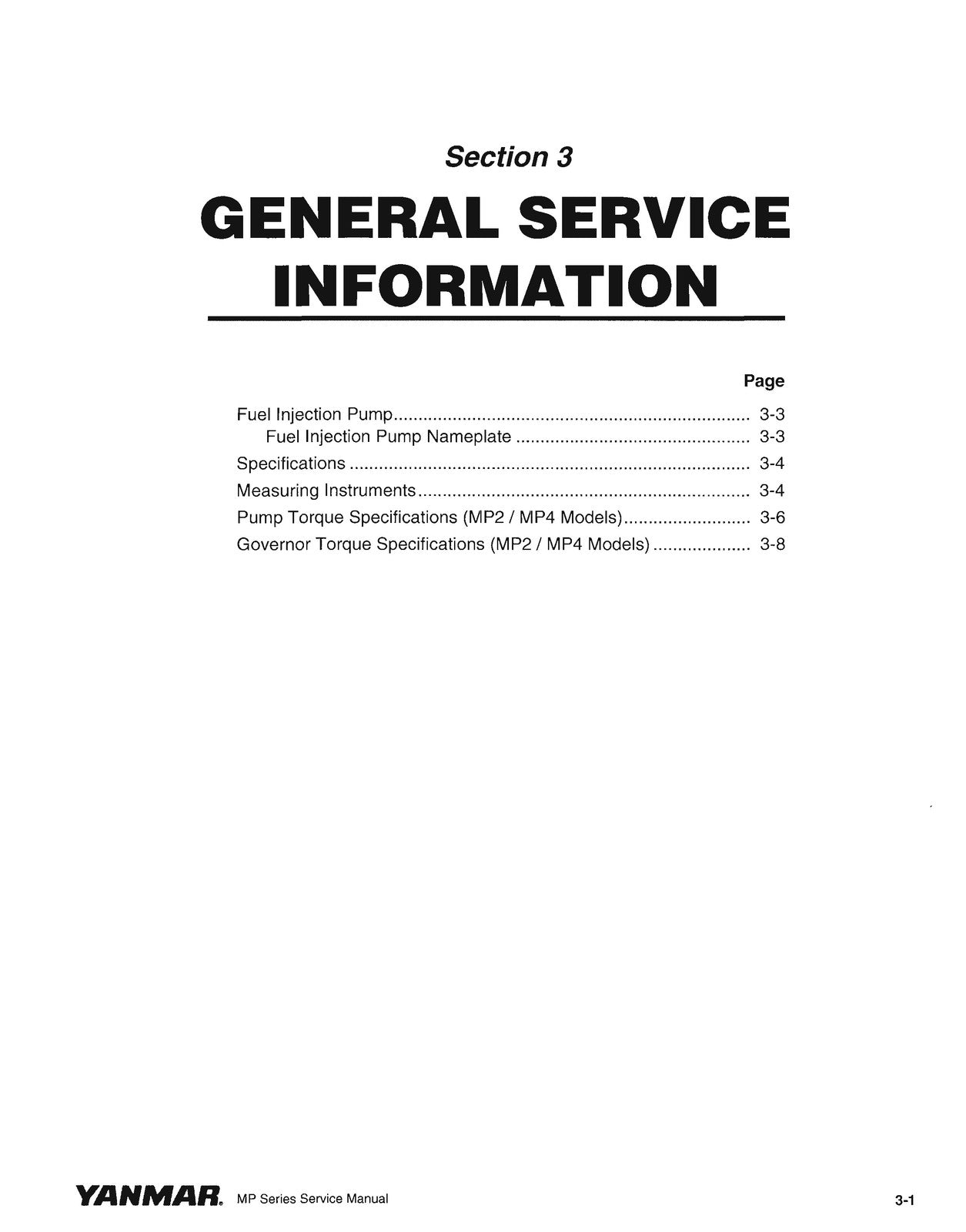 YANMAR MP Series Industrial Engines Service Manual - WIRE BOUND - TOUGH COVERS