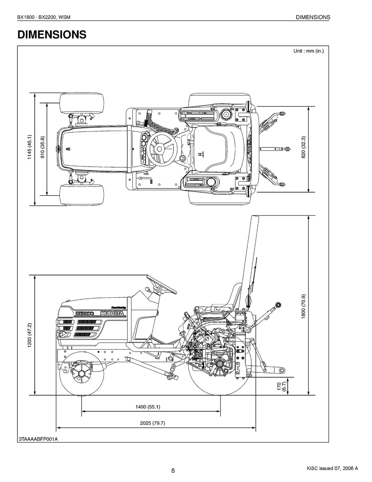KUBOTA BX1800 BX2200 G2000 G1900 G1800 Workshop & Operators Manual BUNDLE