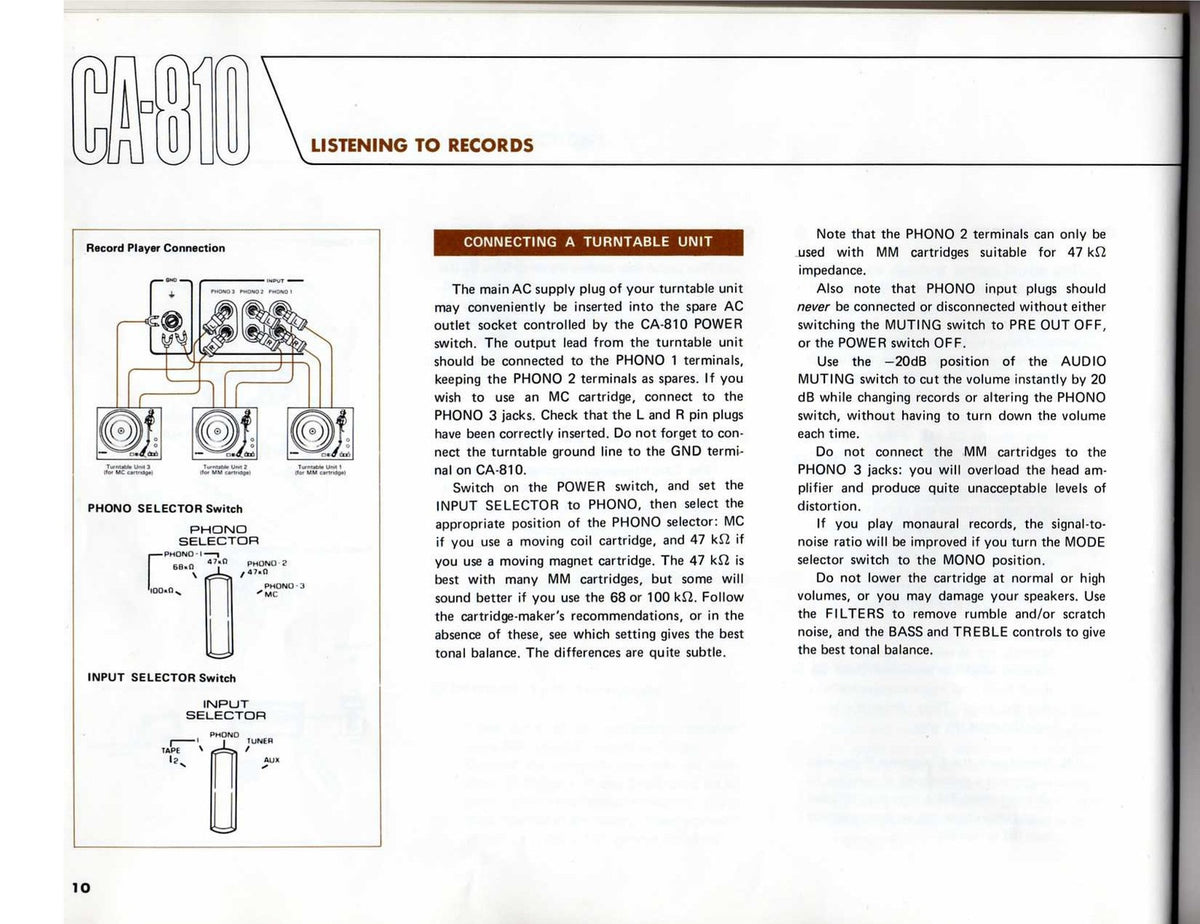YAMAHA CA-810 Stereo Amplifier Operators & Service Manual BUNDLE - WIRE BOUND