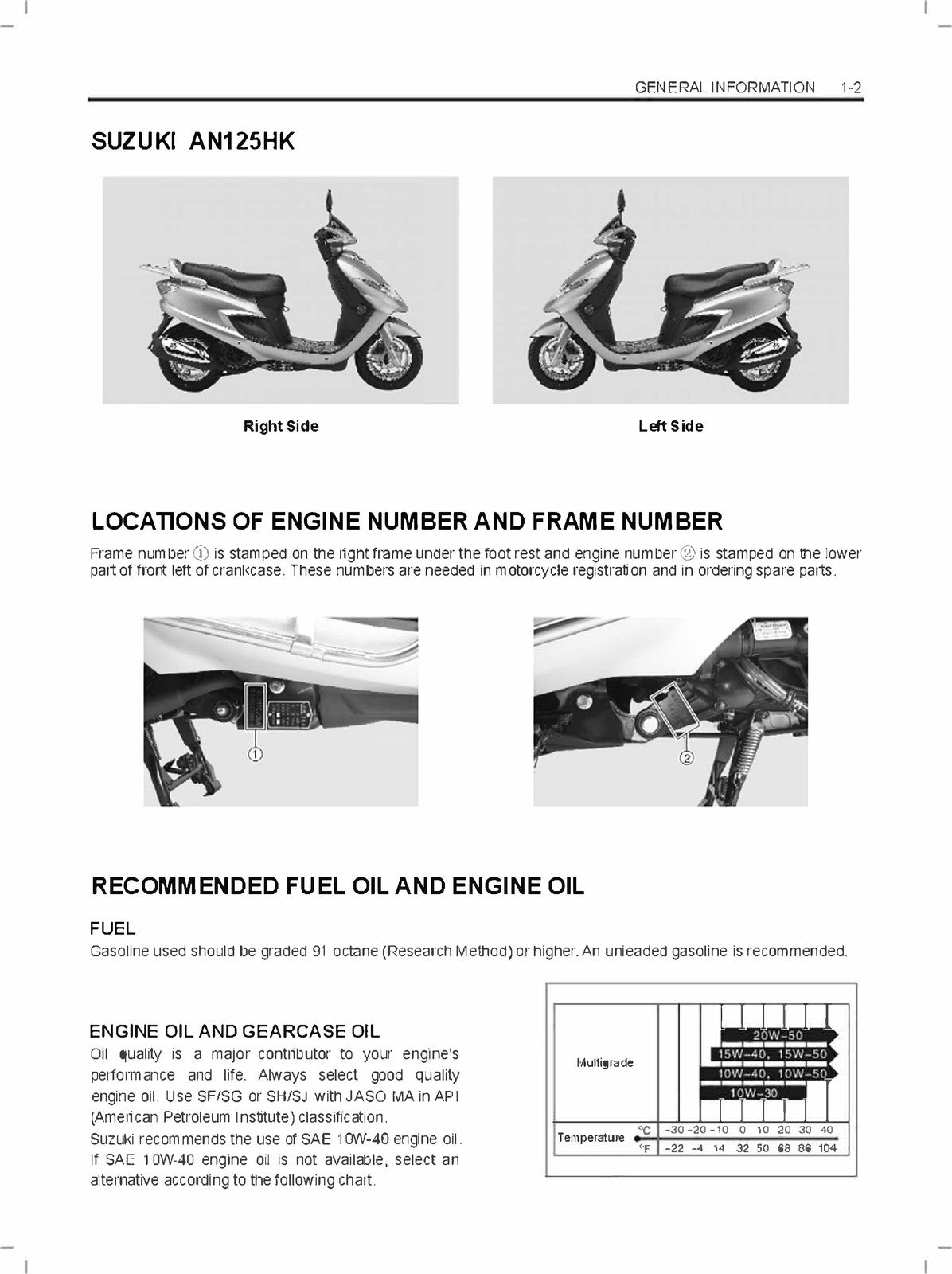 SUZUKI AN125HK Motorcycle Service Manual - STEEL WIRE BOUND - PROTECTIVE COVERS