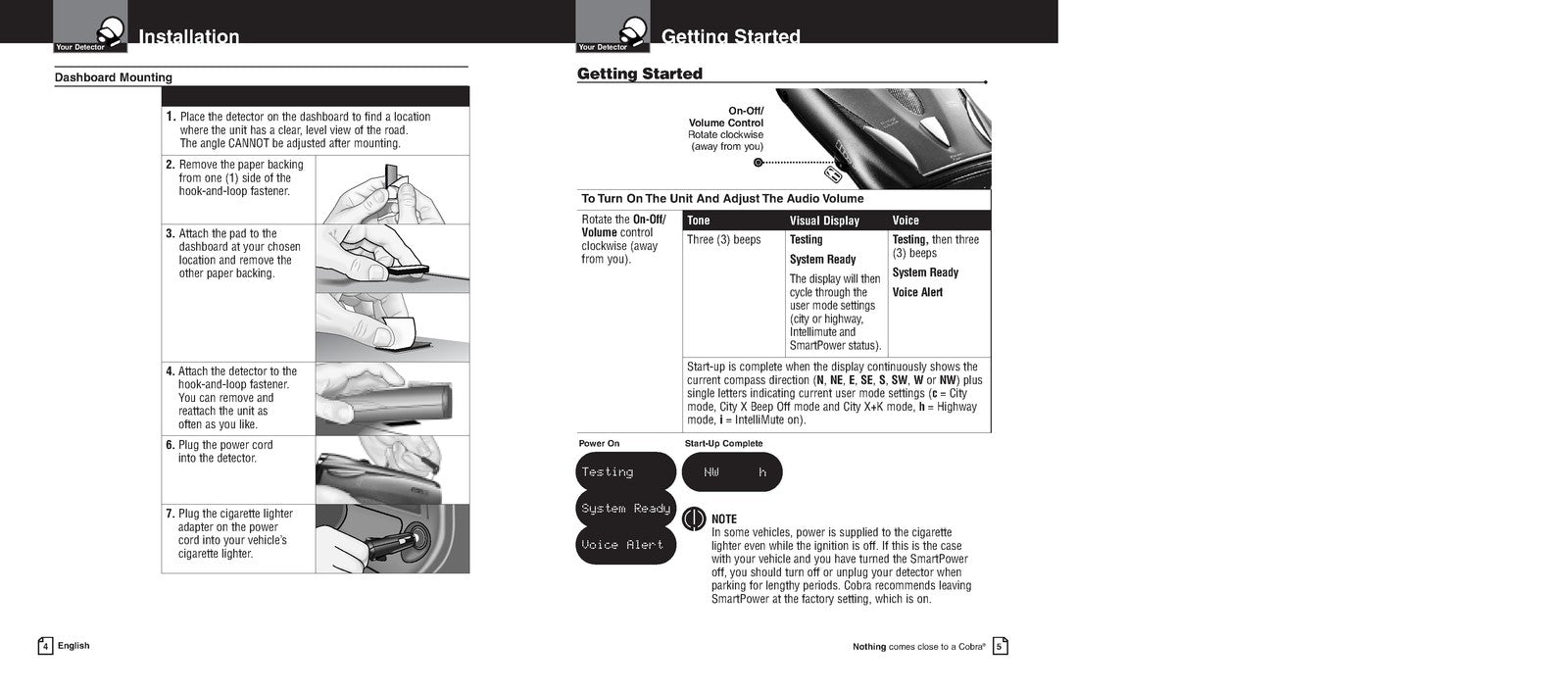 COBRA PRO 9780 Radar Laser Detector Operating Instructions Manual 2004 - BOUND