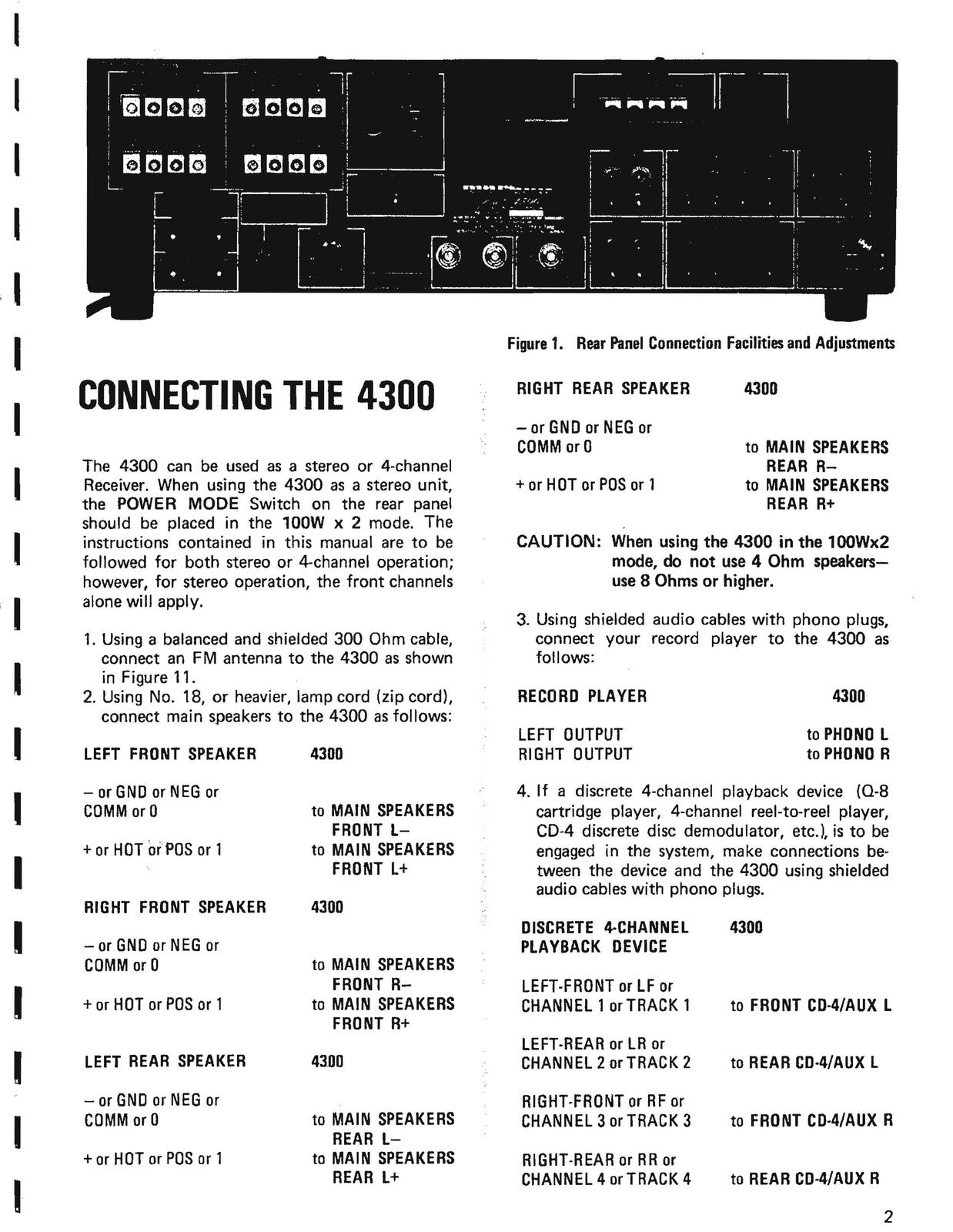 MARANTZ 4300 Stereo Receiver Instruction Manual - WIRE BOUND - TOUGH COVERS