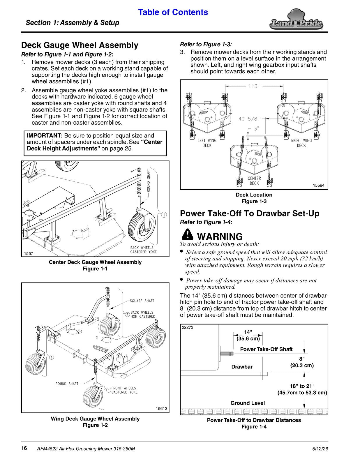 LAND PRIDE AFM4522 All-flex Mowers Operators Manual - WIRE BOUND - TOUGH COVERS