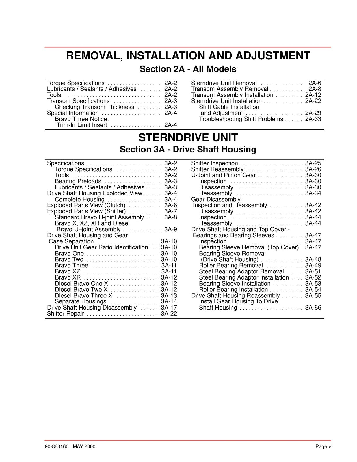 MERCURY MERCRUISER Bravo Sterndrives Service Manual 2000 - WIRE BOUND - COVERS