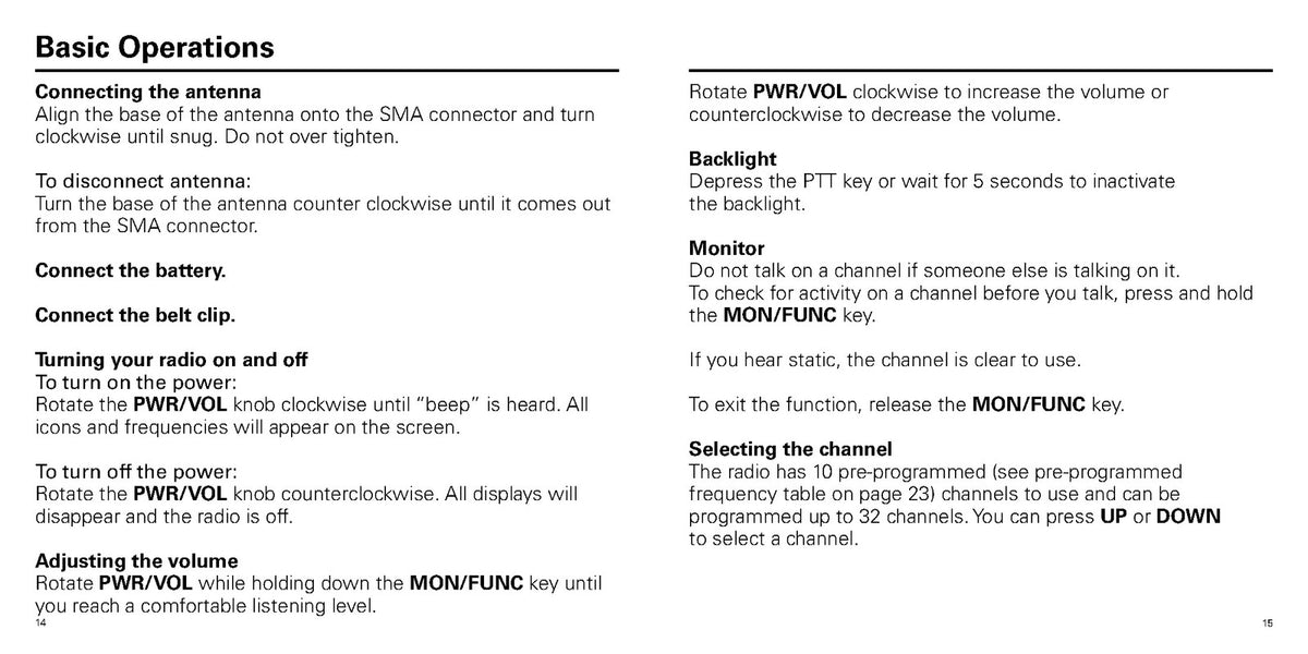 OLYMPIA P324 UHF FM 2-Way Radio User Guide Manual - WIRE BOUND - TOUGH COVERS