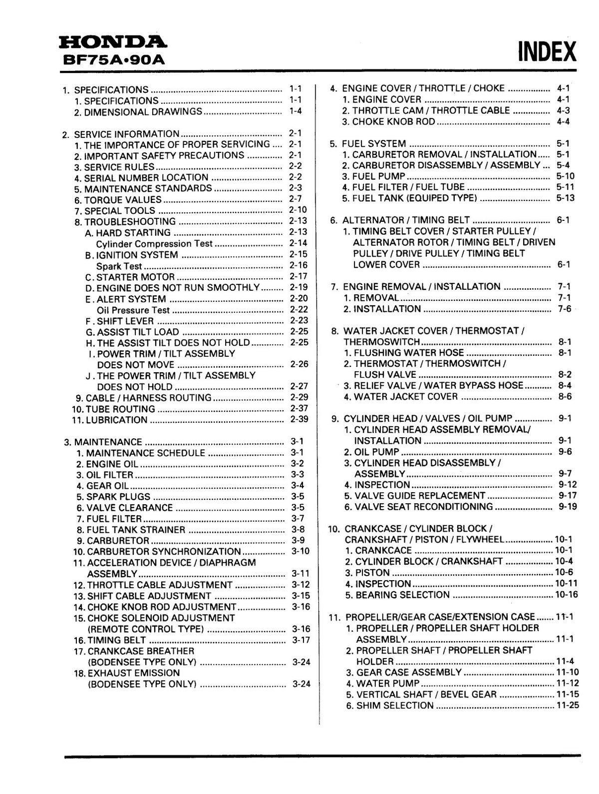 HONDA BF75A BF90A BF75D BF90D Outboard Service Manual BUNDLE - WIRE BOUND