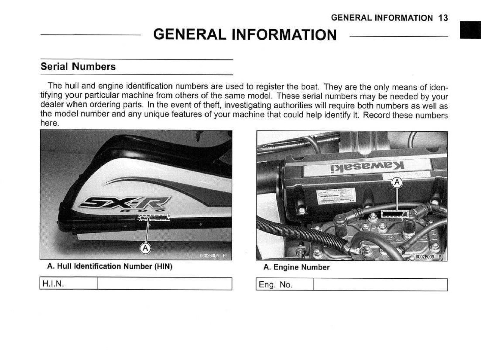 KAWASAKI JET SKI 800 SX-R Watercraft Owners Manual - WIRE BOUND - TOUGH COVERS