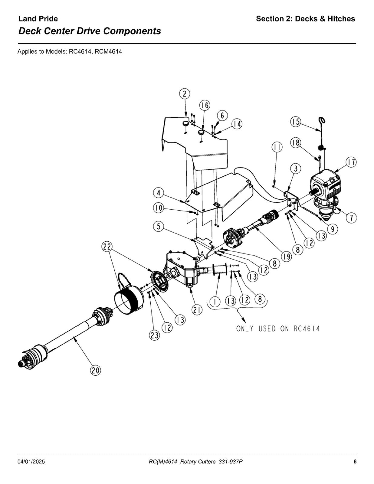 LAND PRIDE RC4614 Rotary Cutter Parts Manual 2025 - WIRE BOUND - TOUGH COVERS
