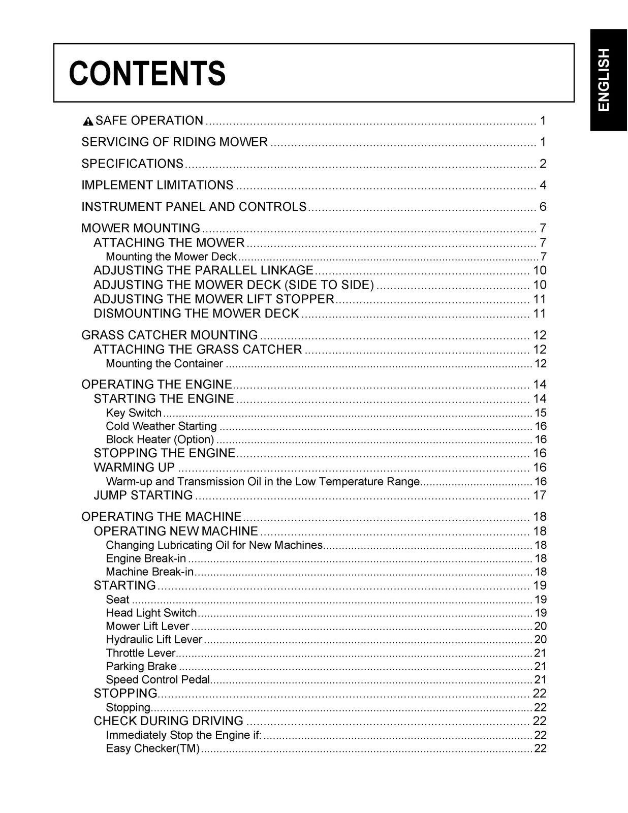 KUBOTA GR2100 GR1600 Riding Mower Operators Manual - BOUND - COVERS - FOLDOUTS