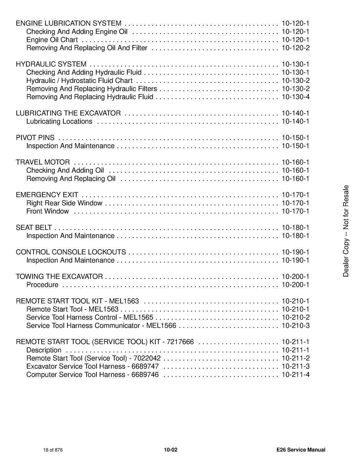 BOBCAT E26 Compact Excavator Service Manual SN ACRA11001 Up, FOLDOUTS