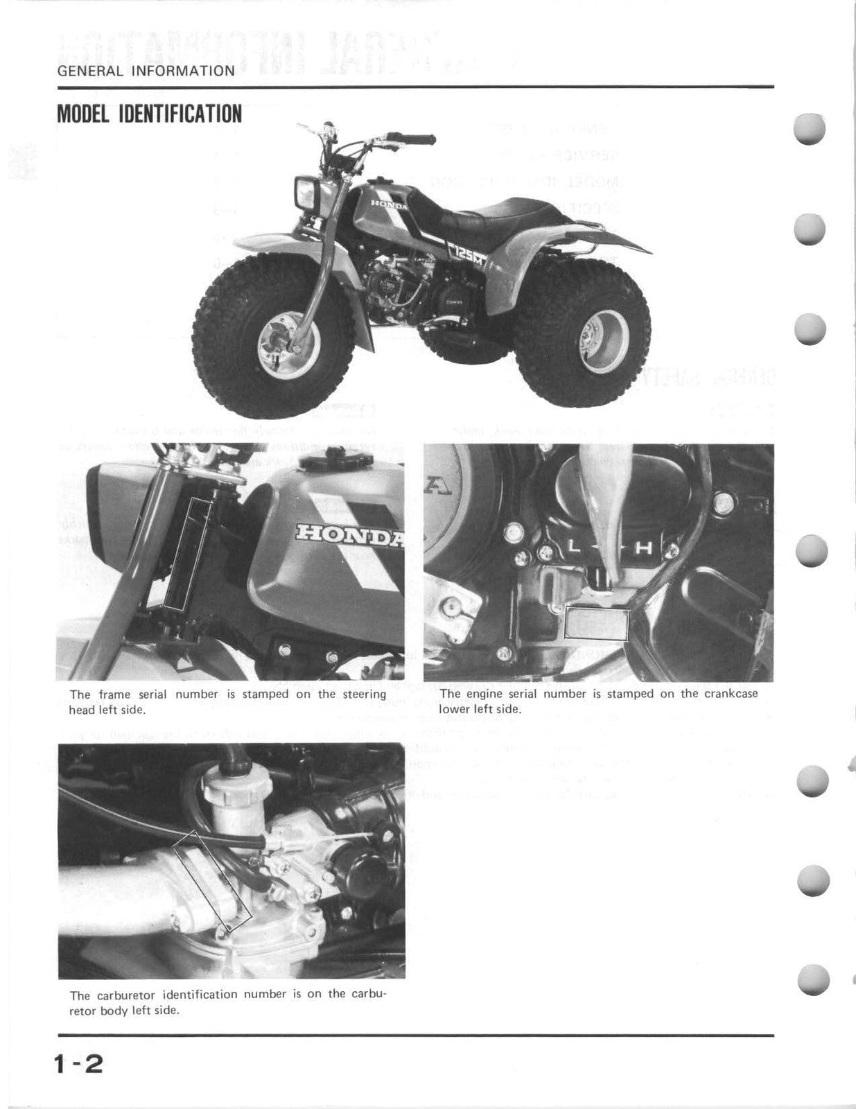 HONDA ATC125M ATV Shop Manual 1984-1985 - STEEL WIRE BOUND - PROTECTIVE COVERS