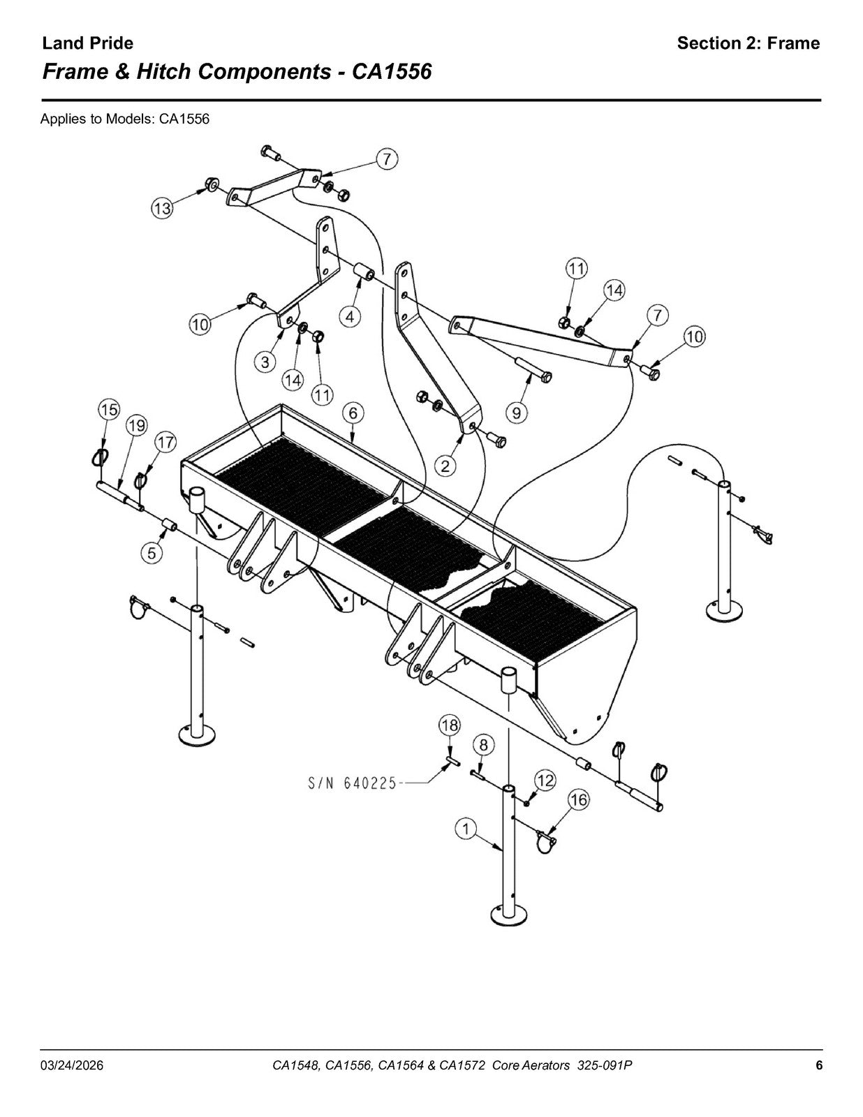 LAND PRIDE CA15 Series Core Aerators Parts Manual 2026 - WIRE BOUND - COVERS