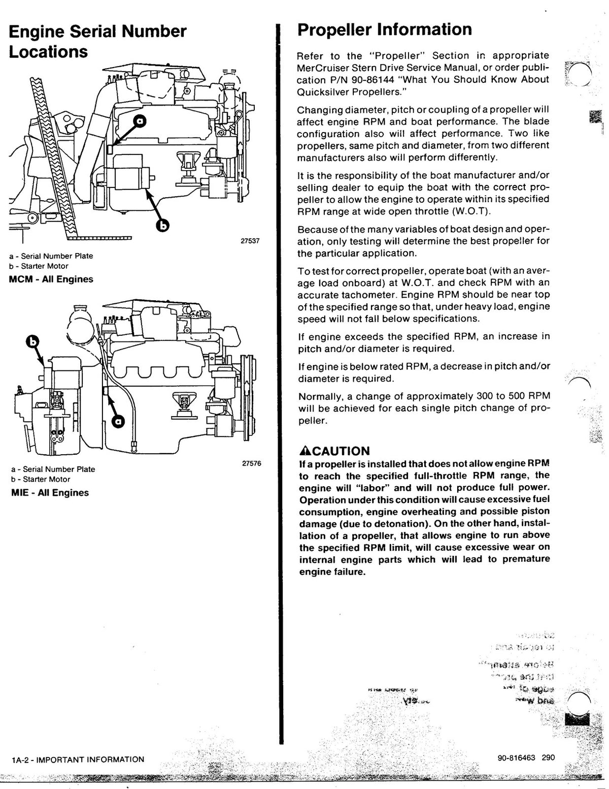 MERCURY MERCRUISER V-8 50L 57L 74L 82L 350 454 502 Service Manual 1992