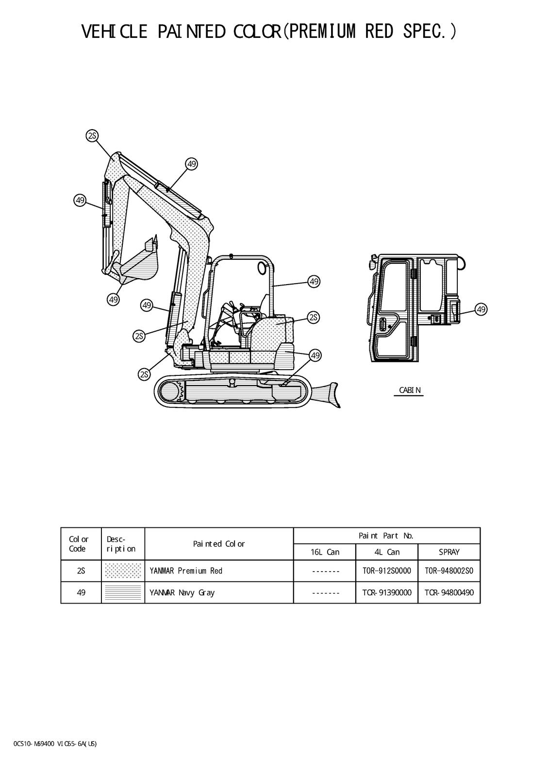 YANMAR ViO55-6A Excavator Parts Catalog Manual 2020 - WIRE BOUND - TOUGH COVERS