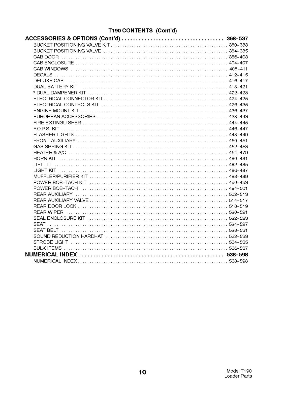 BOBCAT T190 Parts Manual 2003 SN 519311001 Up - STEEL WIRE BOUND - TOUGH COVERS