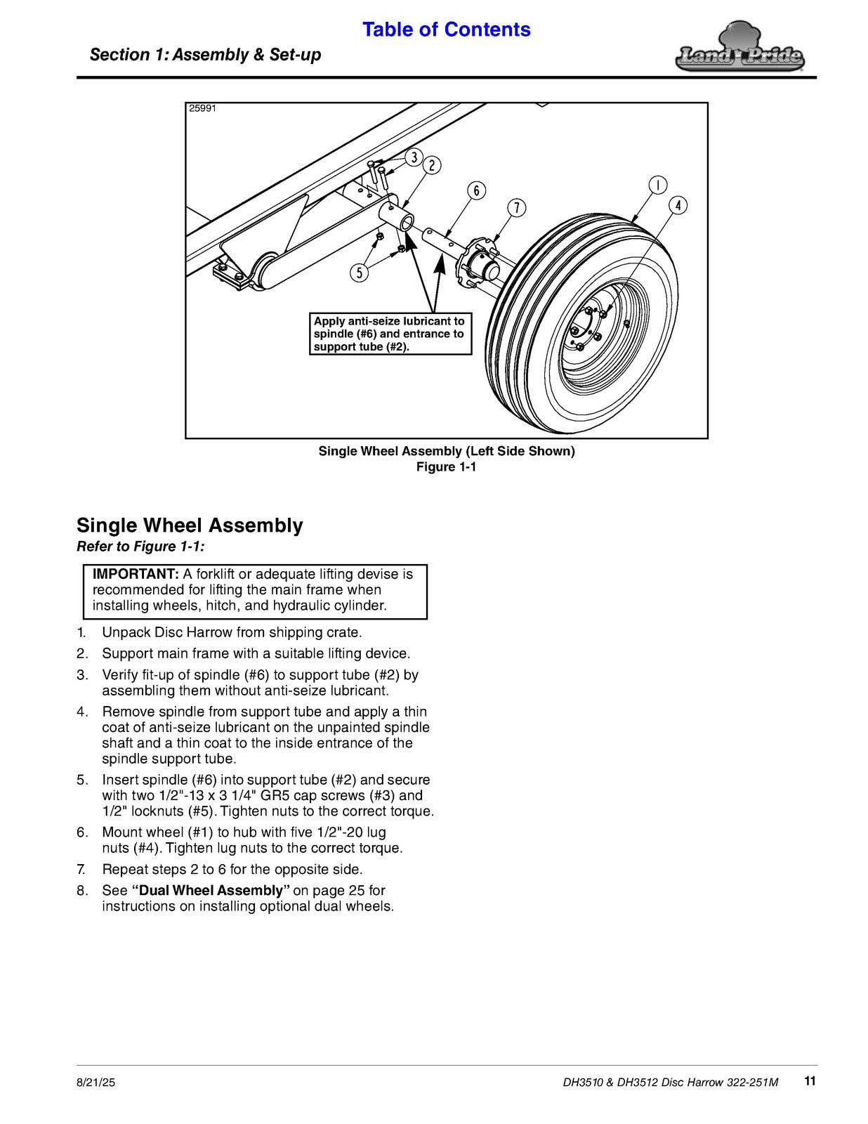 LAND PRIDE DH35 Series Disc Harrows Operators Manual - WIRE BOUND - TOUGH COVERS