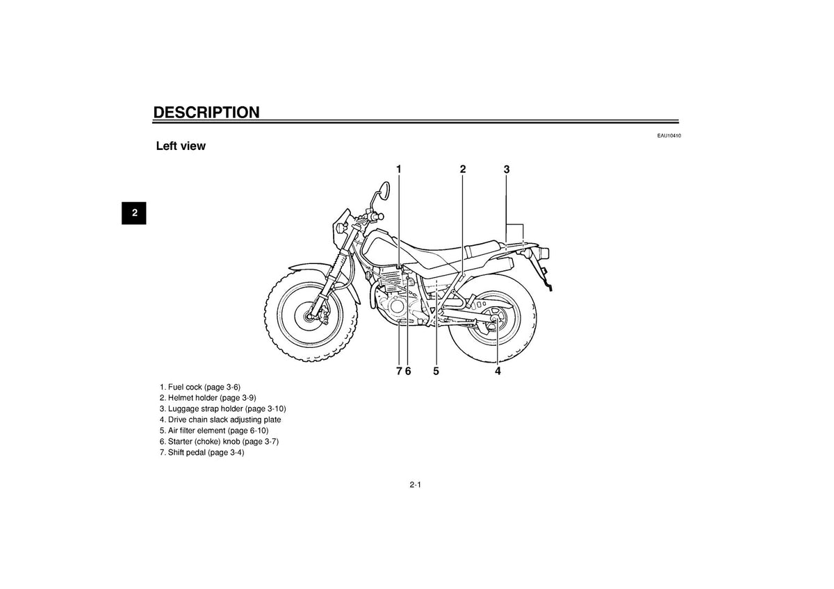 YAMAHA TW200E Owners Manual 2001 - STEEL WIRE BOUND - PROTECTIVE COVERS