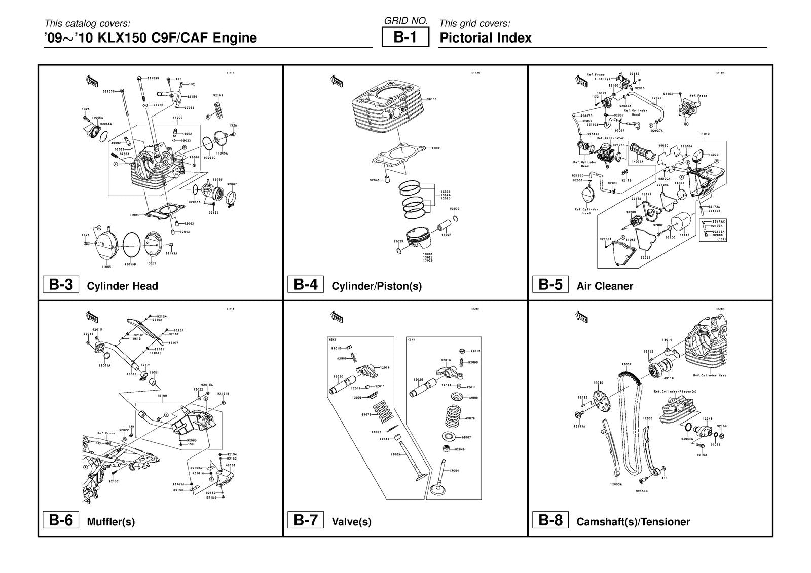 KAWASAKI KLX150 C9F CAF Parts Catalog Manual 2009 2010 - WIRE BOUND - COVERS