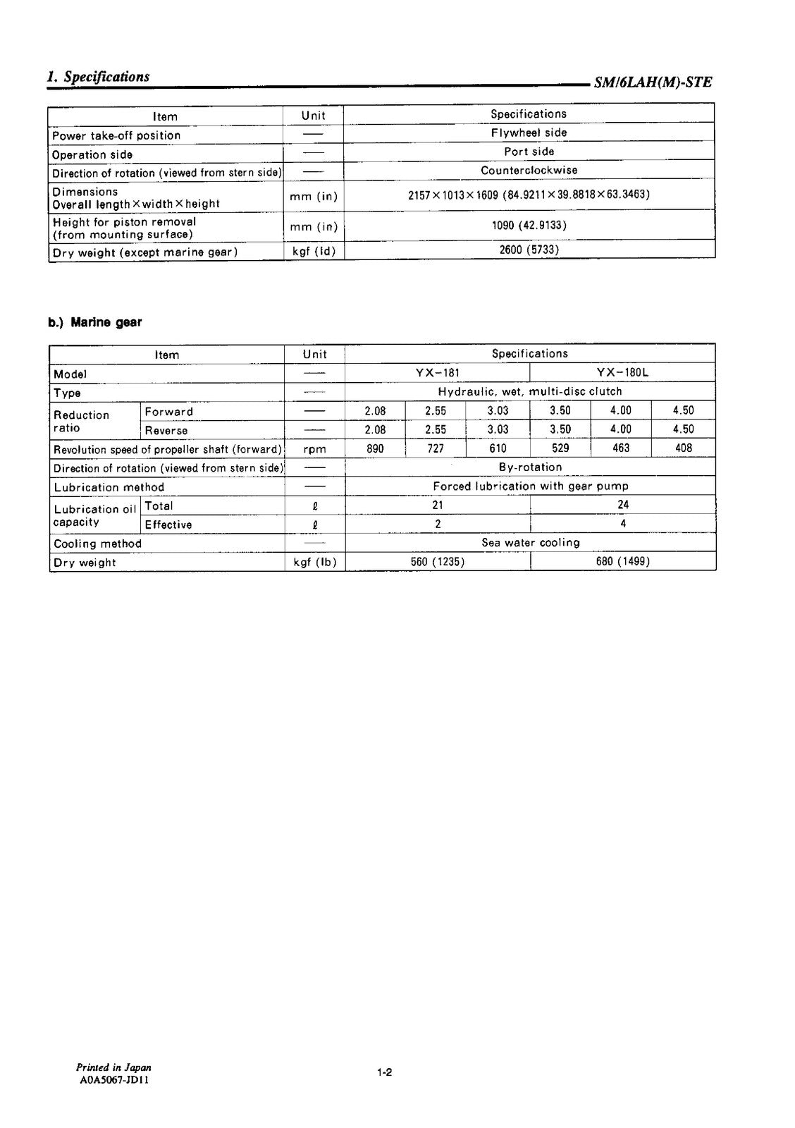 YANMAR 6LAHM-STE ENGINE SERVICE MANUAL - BOUND - COVERS - XL FOLDOUT PAGES