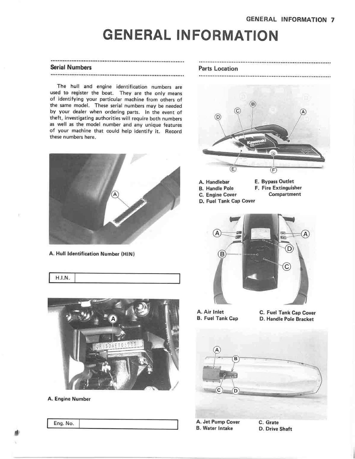 KAWASAKI Jet Ski 650SX Owners Manual 1991 - STEEL WIRE BOUND - PROTECTIVE COVERS