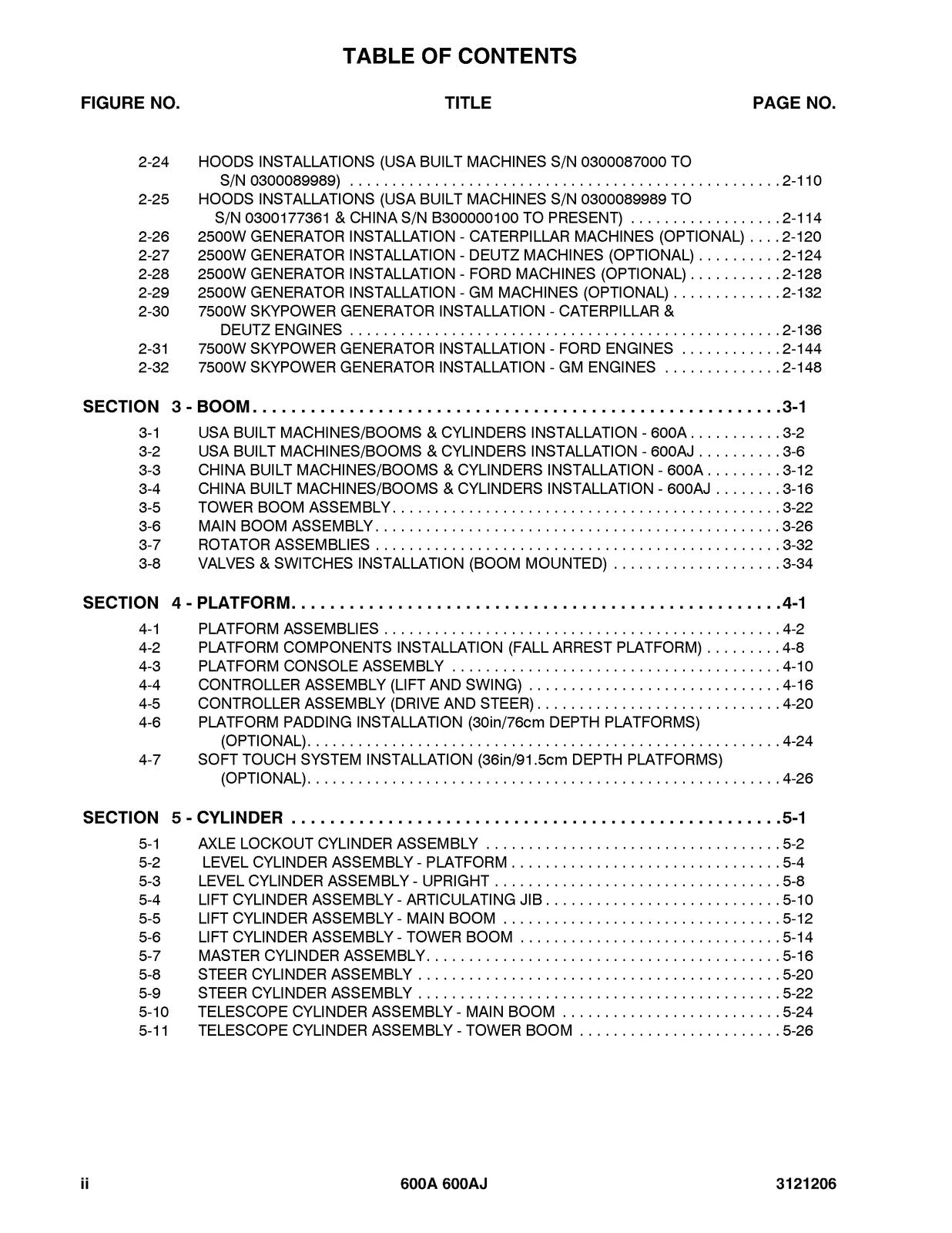 JLG 600A 600AJ Boom Lift Illustrated Parts Manual 2013 - WIRE BOUND - COVERS