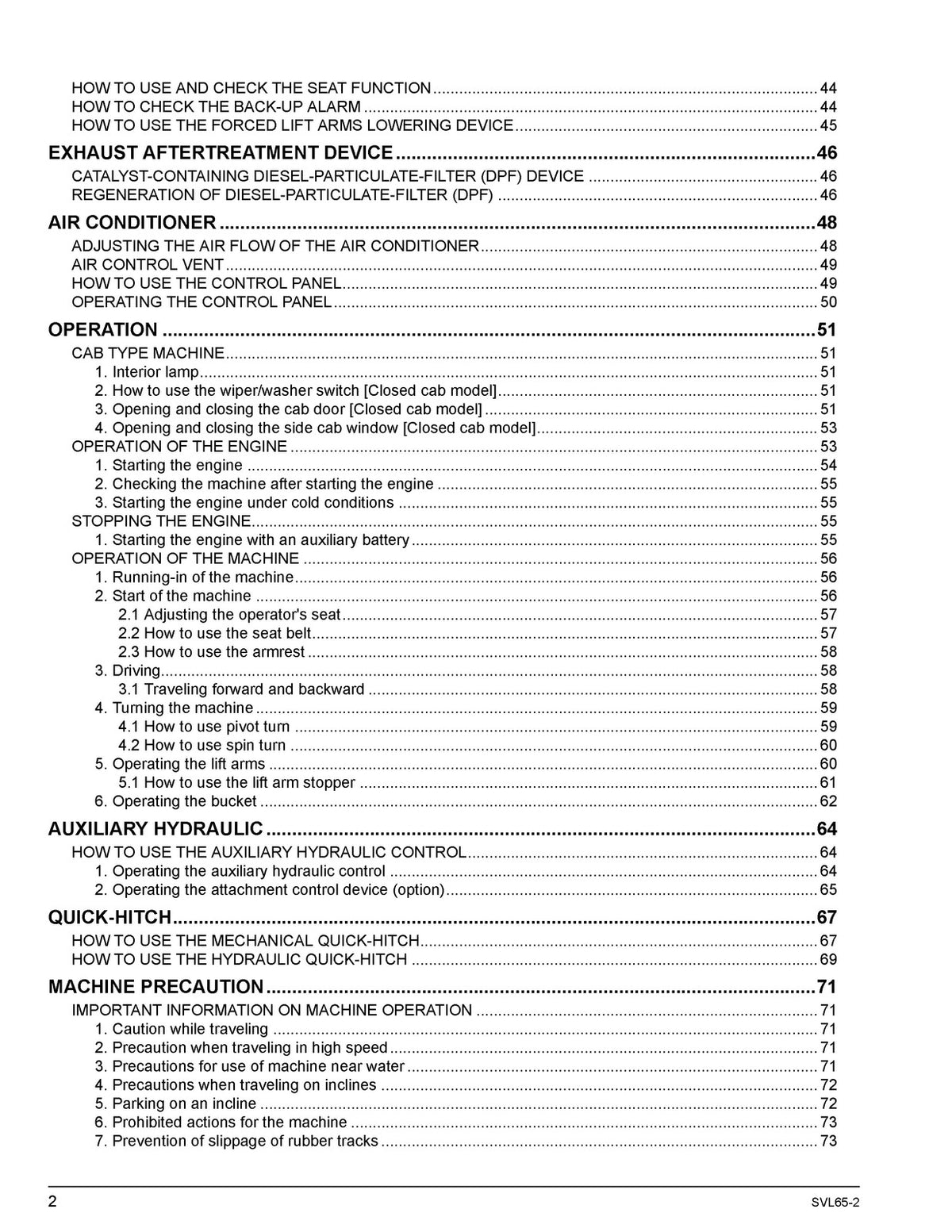 KUBOTA SVL65-2 ZD1211 ZD1211R ZD1211L ZD1211RL Operators Manual BUNDLE