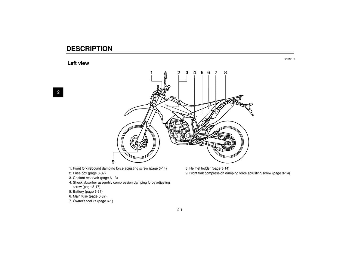 YAMAHA WR250R Motorcycle Owners Manual 2009 - STEEL WIRE BOUND - TOUGH COVERS